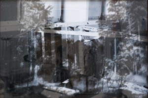 Sans titre #4 – Série « Superpositions », 2009, Jet d'encre sur papier et sur verre, 93 x 134 cm